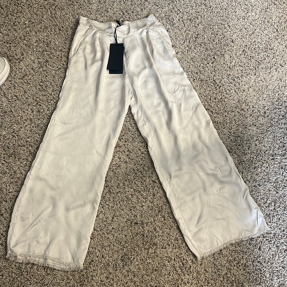 Never work flowy pants. Silk/super soft